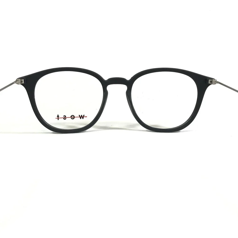 West Italy 99929 C.1 Eyeglasses Frames Black Silver Round Full Rim 49-18-145